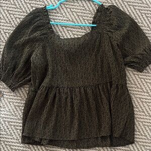 LOFT Black Textured Blouse